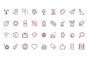 Social media global icons, a Technology Illustration by Lemberg Vector