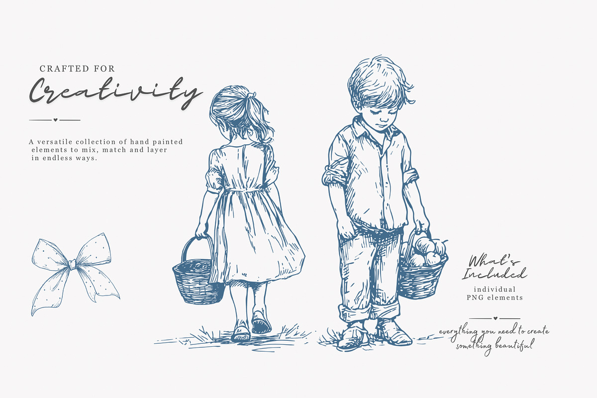 vintage children clipart collection, a Decorative Illustration by Patishop Art (Photo 2 of 8)