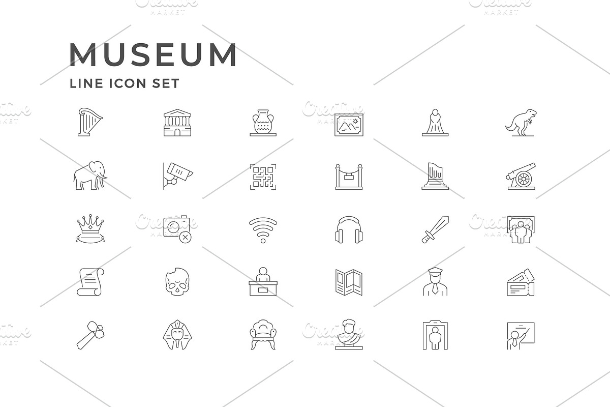 Set line icons of museum, an Outline Icon by motorama (Photo 2 of 2)