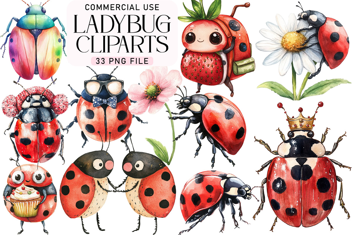 Cute Ladybug Clipart, an Illustration by Daily.Designs (Photo 1 of 5)