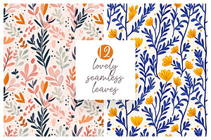 12 Seamless Elegant Leaf Patterns, a Pattern Graphic by DesignRocket