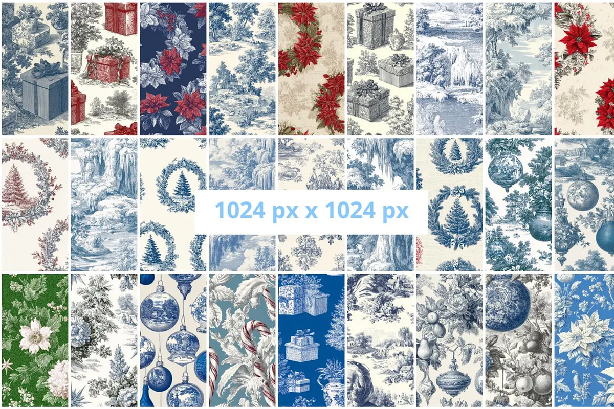 60 Christmas Toile Seamless Patterns, a Pattern Graphic by mkStudioLab (Photo 2 of 3)