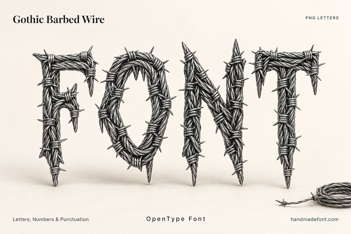 Gothic Barbed Wire Font, a Blackletter Font by Handmadefont (Photo 1 of 15)