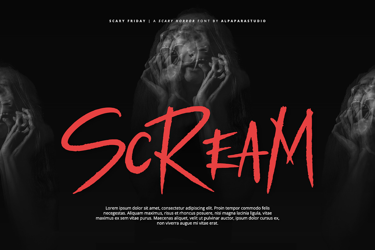 Scary Friday - Horror Display Font, a Script Font by Alpaprana (Photo 7 of 11)