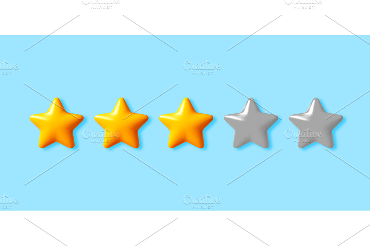 3D Three golden stars and two gray, an Object Illustration by Abscent