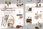 Boho Furniture set. Scene creator, a Decorative Illustration by ApetekMarket (Thumbnail 1 of 8)