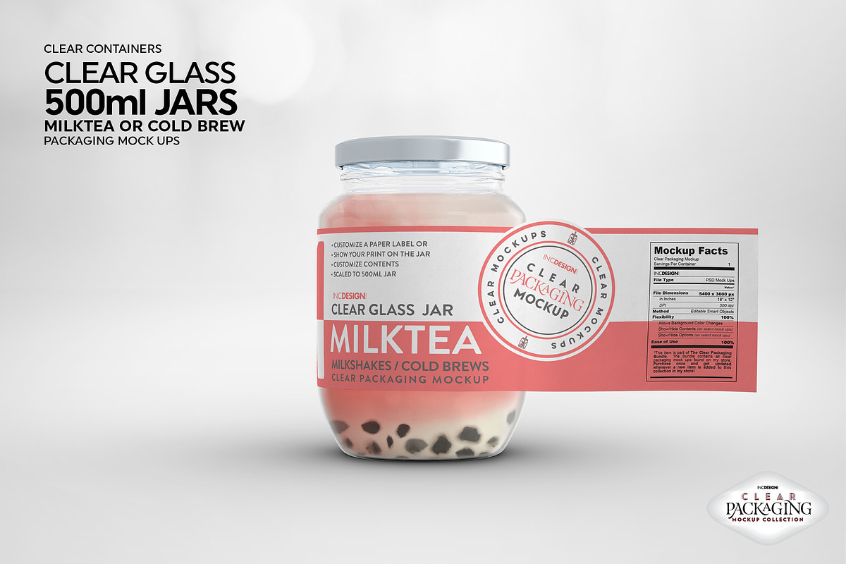 Clear Glass Jar Packaging Mockup, an Advertising Mockup by INCDesign (Photo 3 of 12)