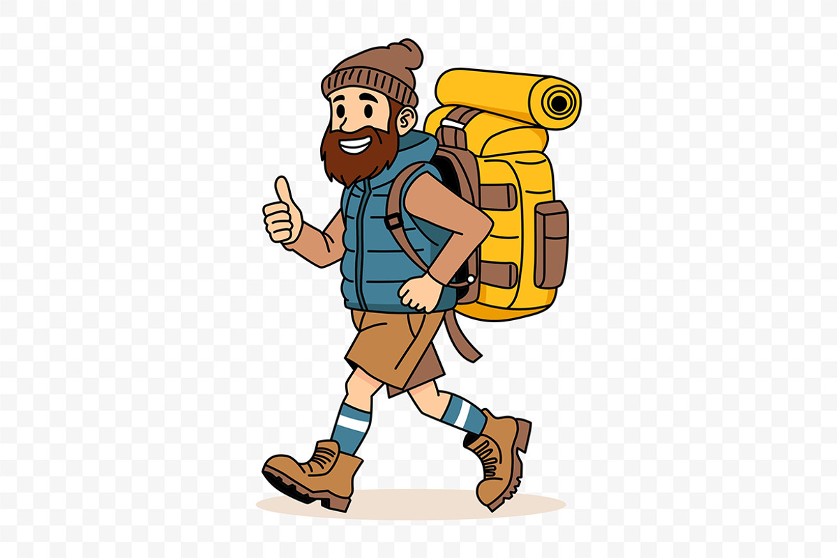 Male Hiker Adventure Character, a Person Illustration by Partikusi Design (Photo 3 of 3)