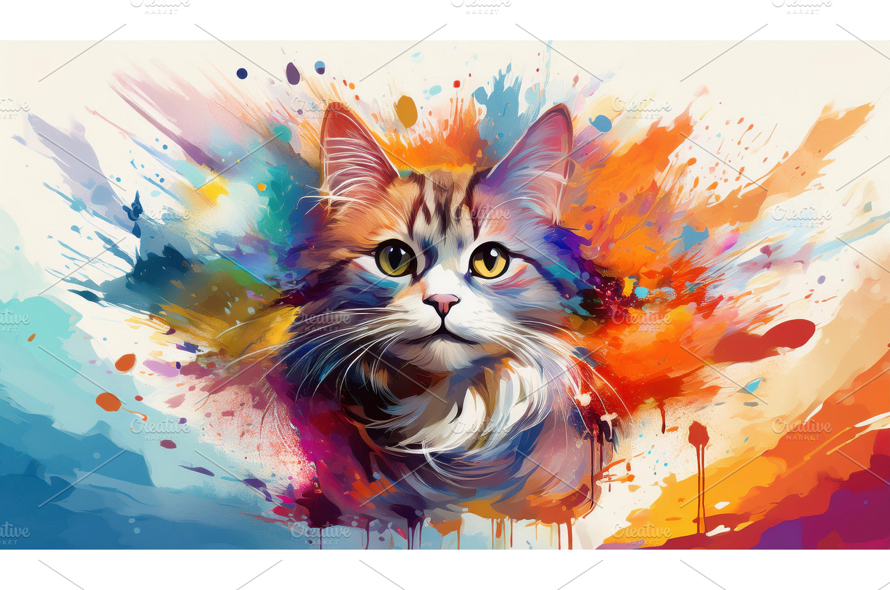 Colorful artistic portrait of a cat, an Arts & Entertainment Photo by Igor Tichonow