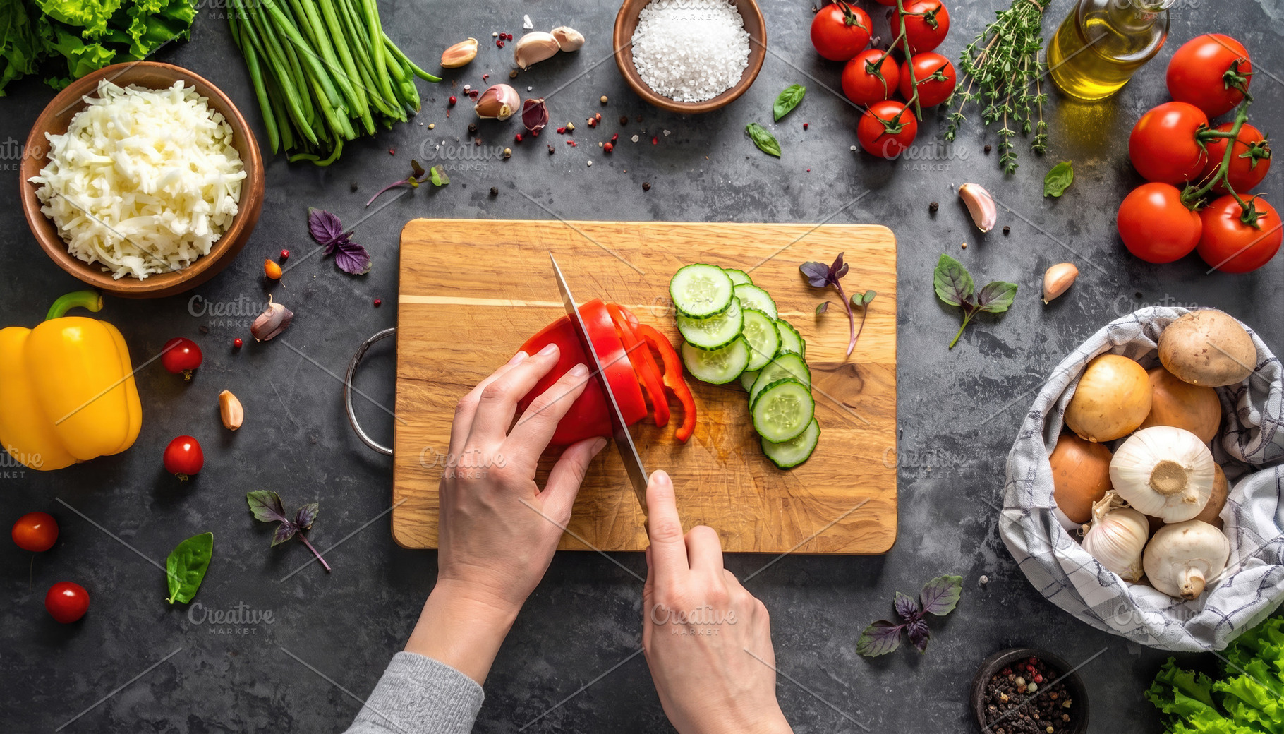Preparing Fresh Vegetables on Kitchen Board, a Food & Drink Photo by Davizro's Market