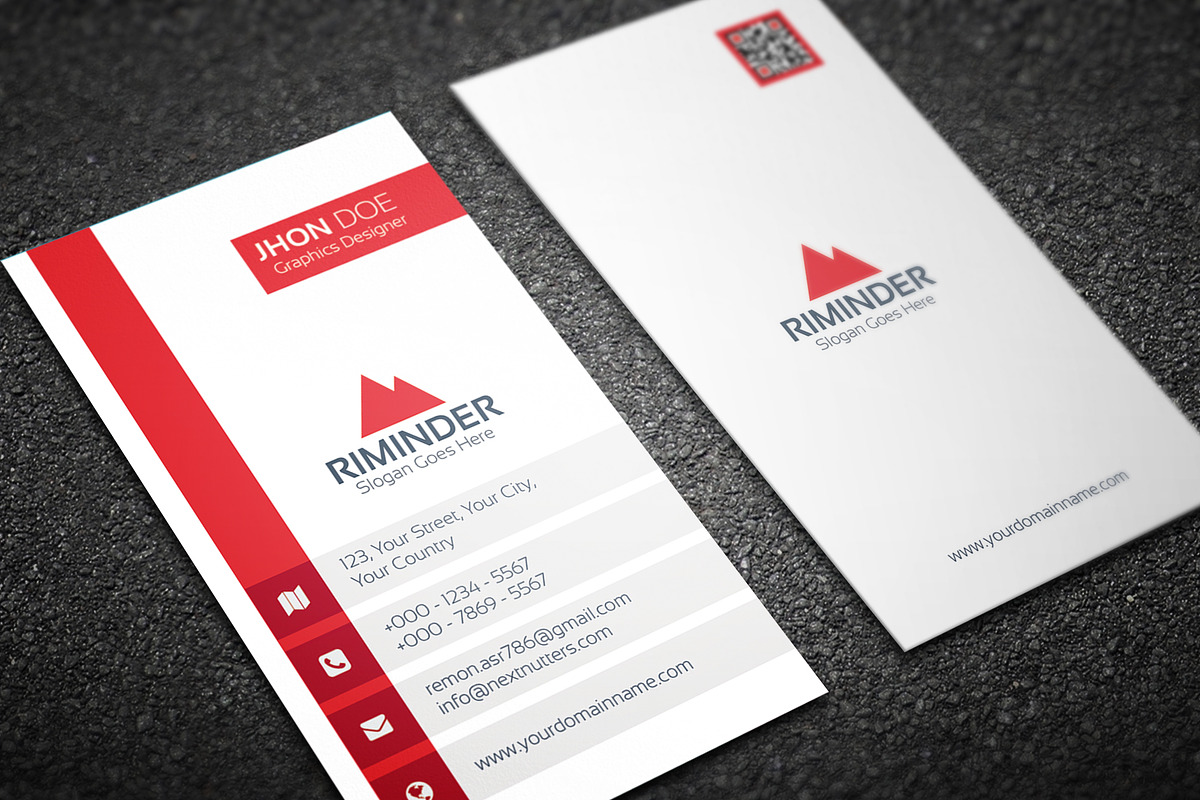 Simple Vertical Business Card, a Business Card Template by Divergent Studio (Photo 2 of 5)