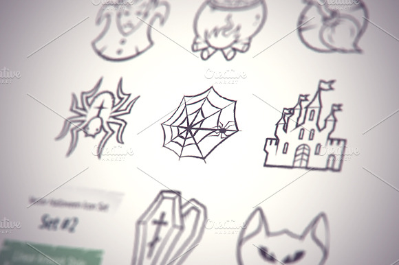 Halloween Sketch Icons Set