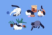 Funny cats set, banner, patterns, an Animal Illustration by PaperTrident (Thumbnail 3 of 8)