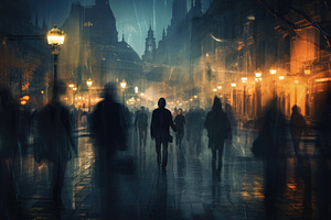 People walking in the city at night,, a Photo by Iftikhar Alam