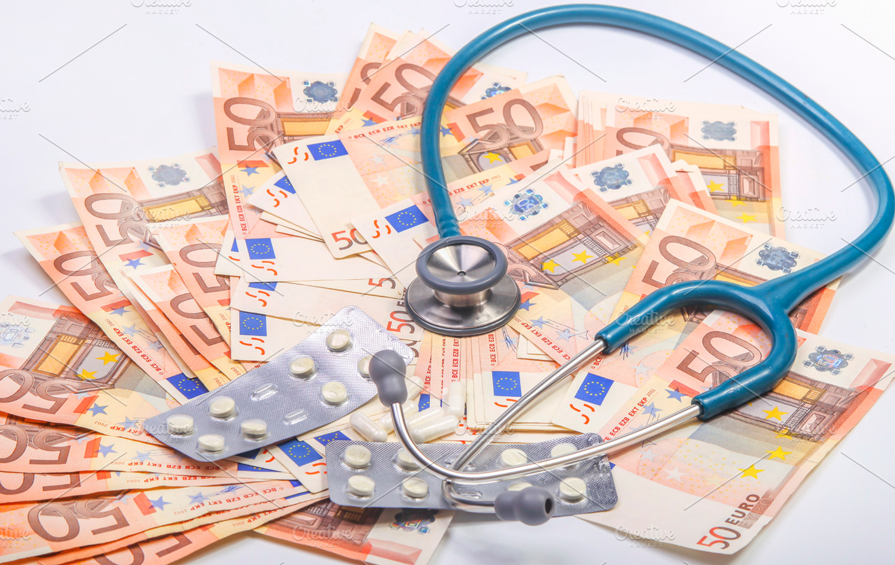 Healthcare is costly stock photo containing background and bill