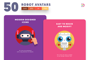 50 Robot Avatar Icons