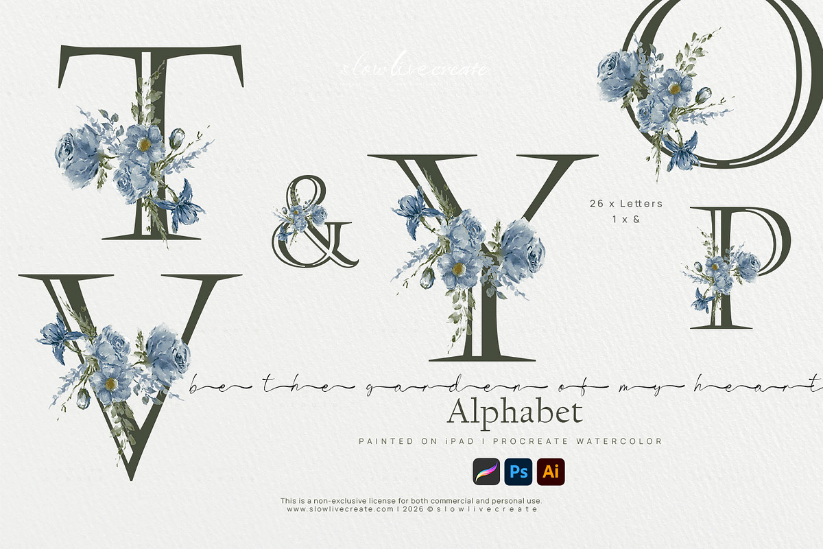 Bloom | Blue Watercolor Florals, an Invitation Template by slowlivecreate (Photo 5 of 7)