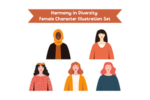 5 Harmony in Diversity Female Set, a Person Illustration by jongcreative