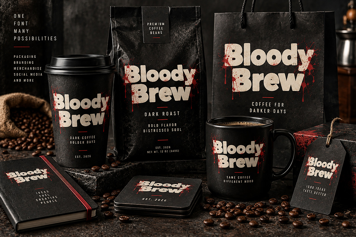 Bloody Distress Bold. Gritty., a Sans Serif Font by Wow Magic (Photo 2 of 4)