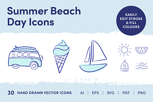 Summer Beach Day Icons