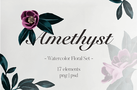 Amethyst Watercolor Floral Set