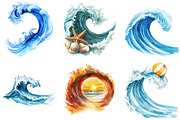 Ocean Waves Watercolor Bundle, an Illustration by Pixels.Craft (Thumbnail 4 of 8)