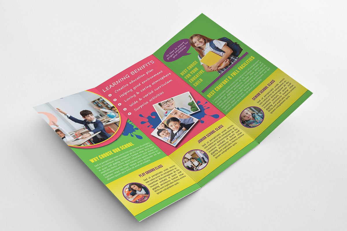 School Admission Trifold Brochure, a Brochure Template by retrographix (Photo 3 of 5)