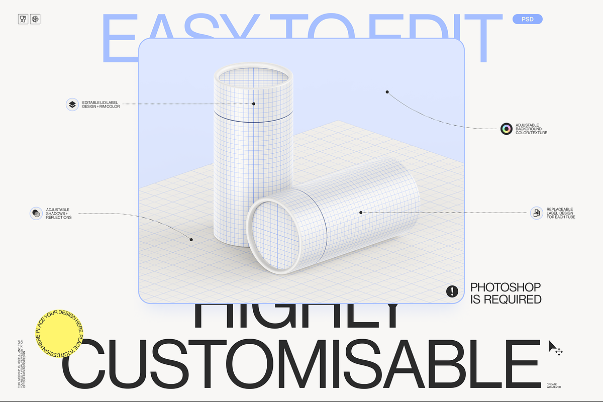 Paper Tube Package Mockup Set 2, a Cups & Container Mockup by Samolevsky (Photo 7 of 17)