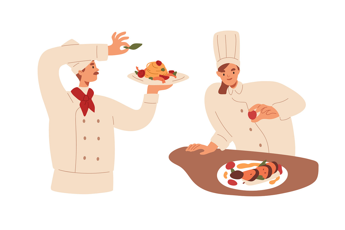 Chefs cooking & decorating food set, a Food Illustration by Good Studio (Photo 4 of 7)