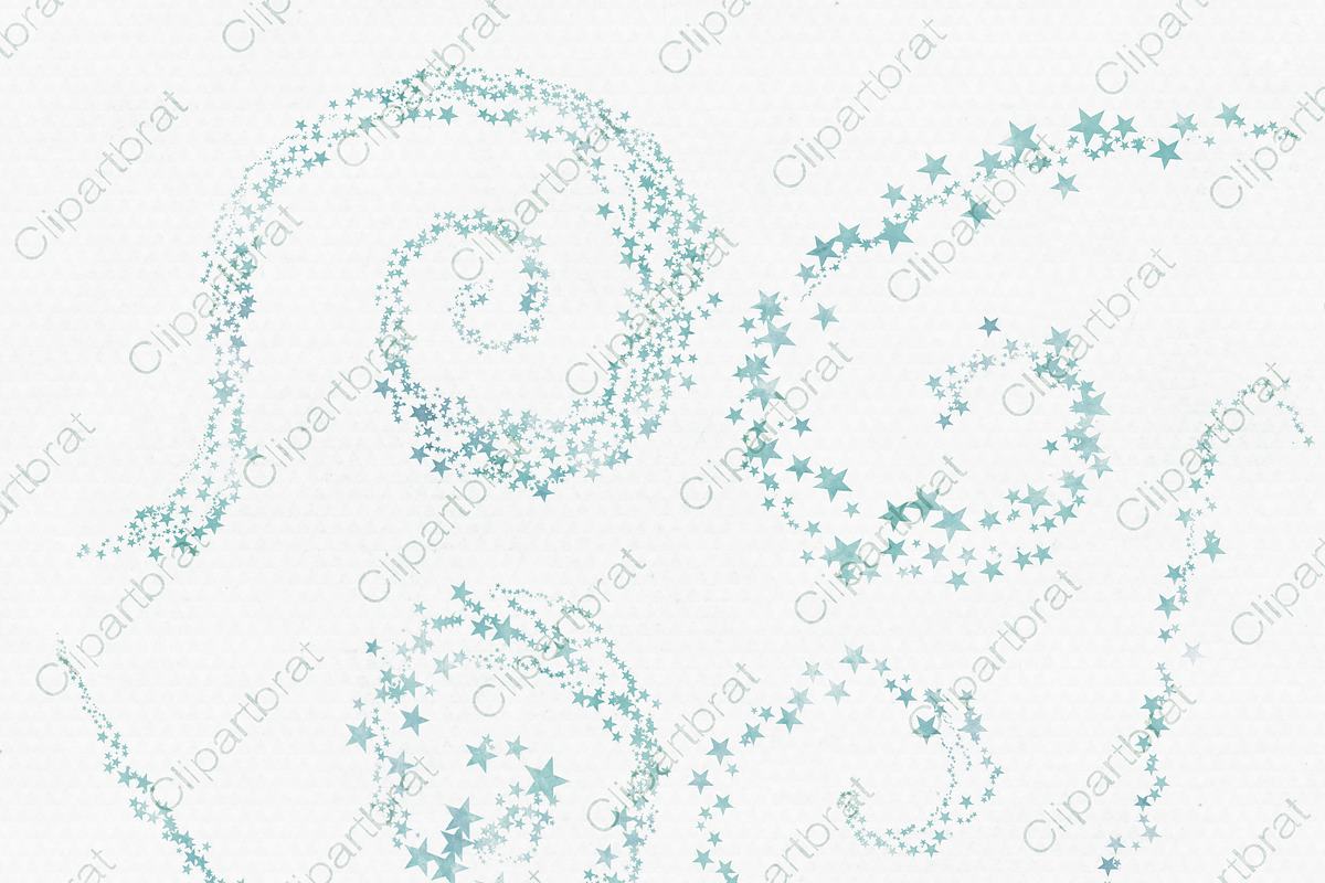 Aqua Watercolor Swirling Stars, an Object Illustration by ClipartBrat Graphics (Photo 5 of 5)