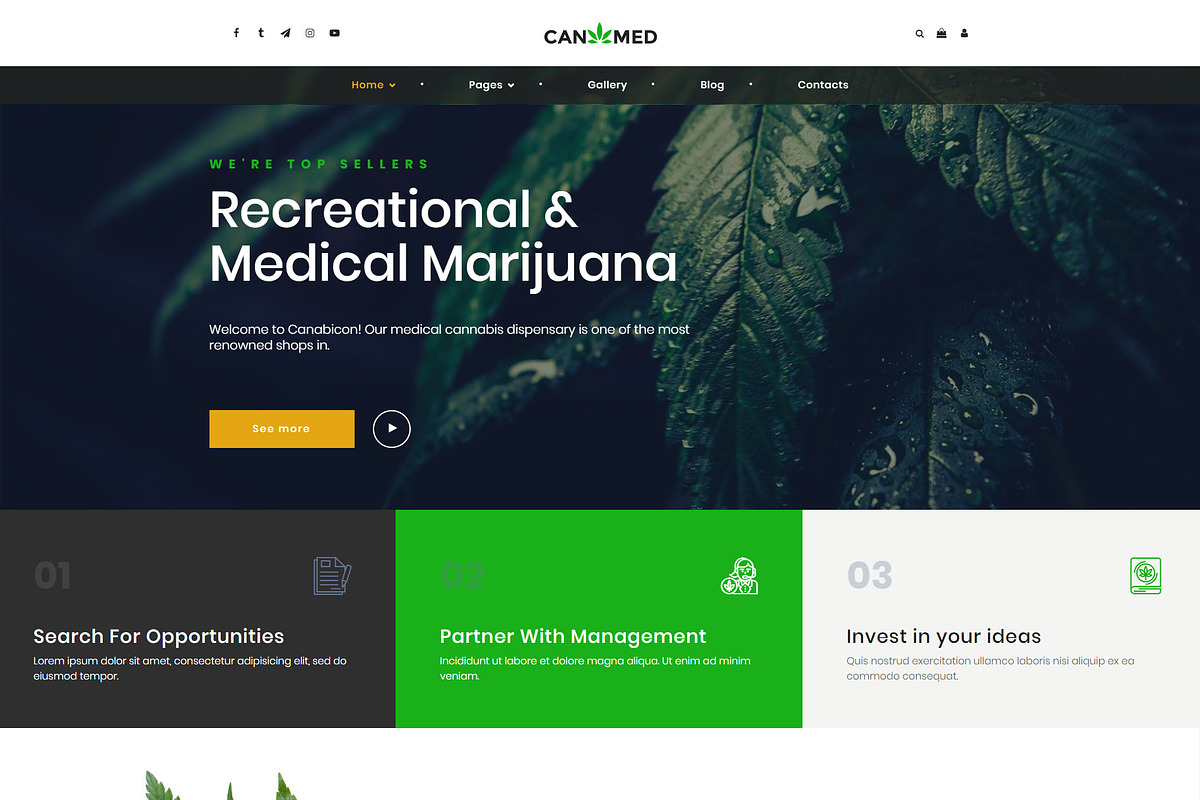 Canimed medical marijuana dispensary, a WordPress Template by bootstrapbrothers