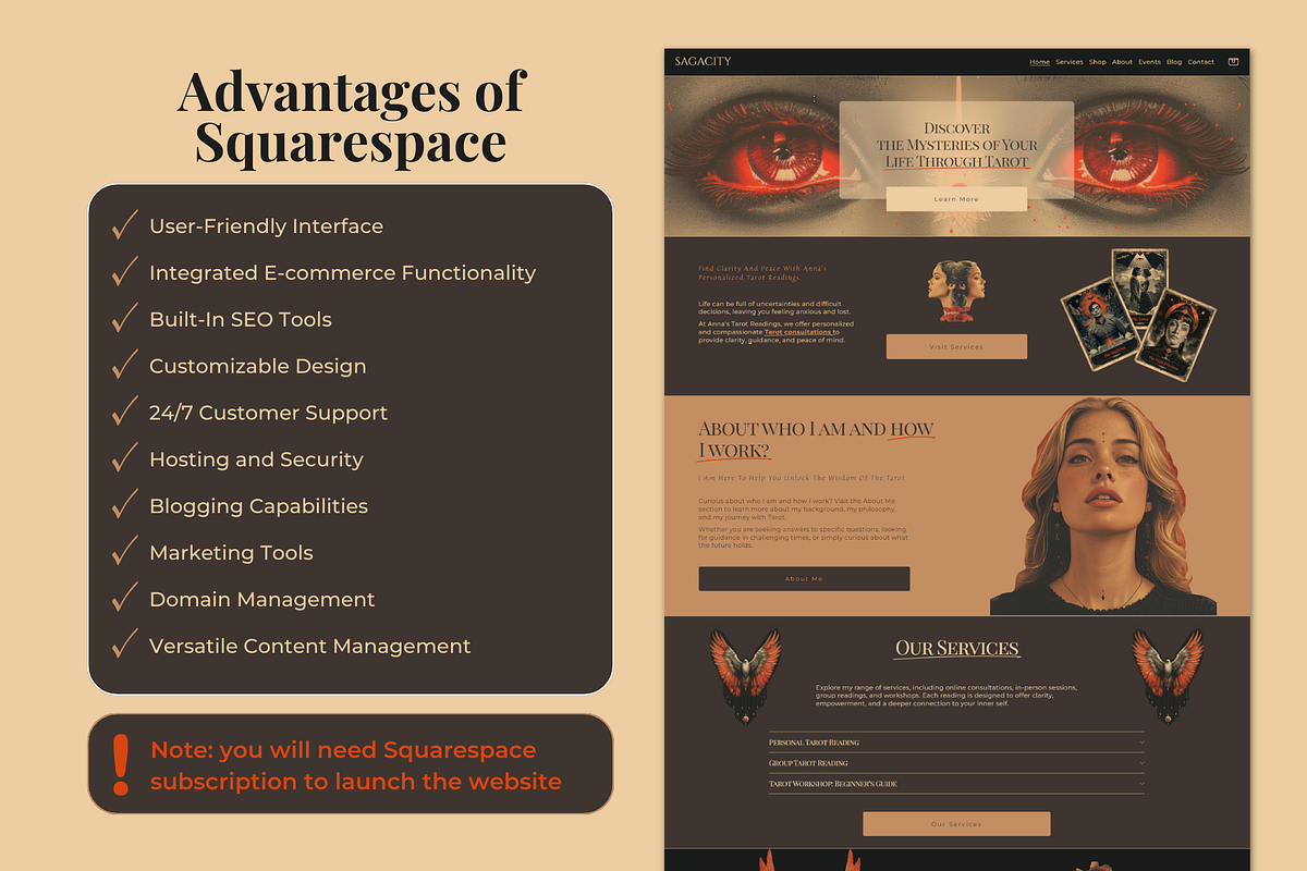 Tarot Squarespace Website Template, a Squarespace Template by JulsIst (Photo 7 of 12)