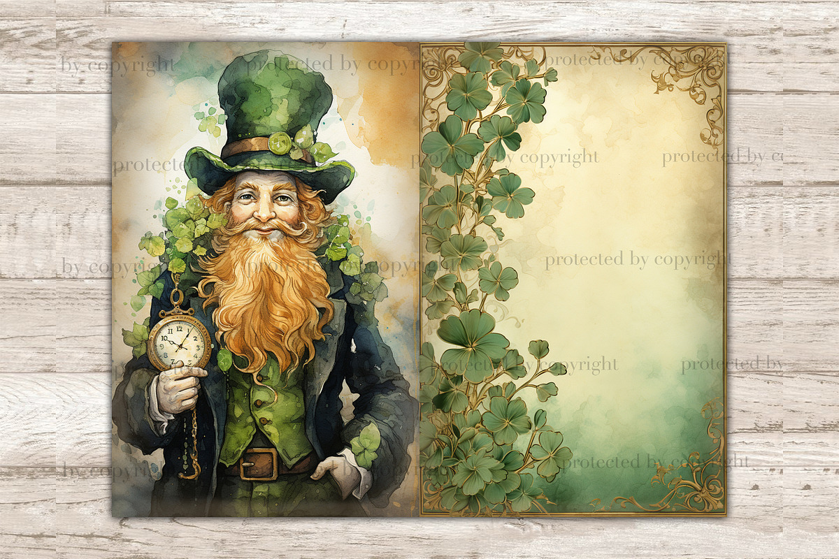 St. Patrick's Day Junk Journal Pages, a Seasonal Illustration by GlamArtZhanna (Photo 4 of 10)