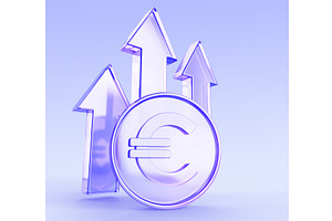 Hologram glass euro coin 3d icon, a Finance Illustration by Marozhkastudio