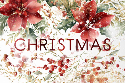 Christmas Graphics, floral cliparts, a Texture Illustration by ollalya