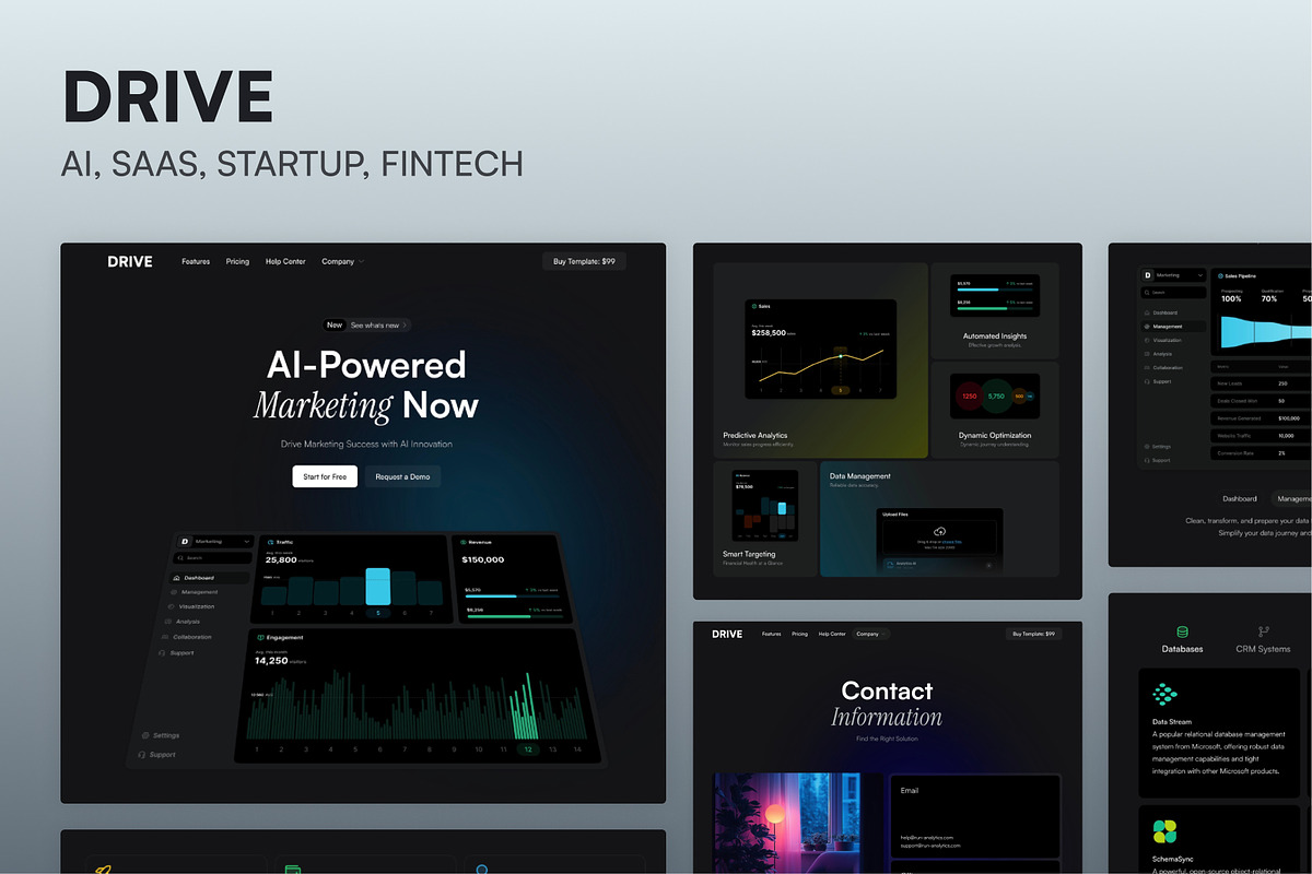 Drive — Ai & SaaS Framer Template, a Landing Page Template by Slava Burian (Photo 1 of 4)