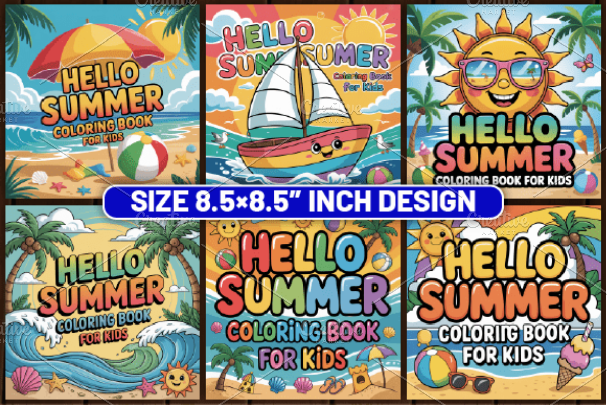 61 Hello Summer Coloring Pages, a Seasonal Illustration by Design Station (Photo 3 of 6)