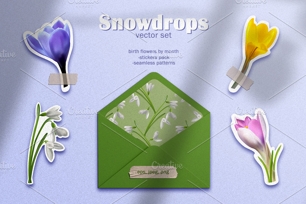 Snowdrops vector set, a Pattern Graphic by Sam2211 (Photo 2 of 8)