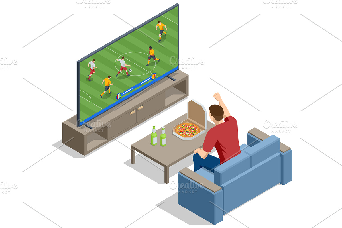 Isometric football fan watch soccer, a Sport Illustration by Golden Sikorka