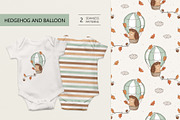 Hedgehog and air balloon, a Pattern Graphic by Olena Kuznietsova (Thumbnail 1 of 10)
