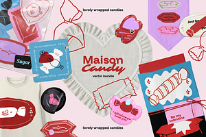Wrapped candies & Love vector set