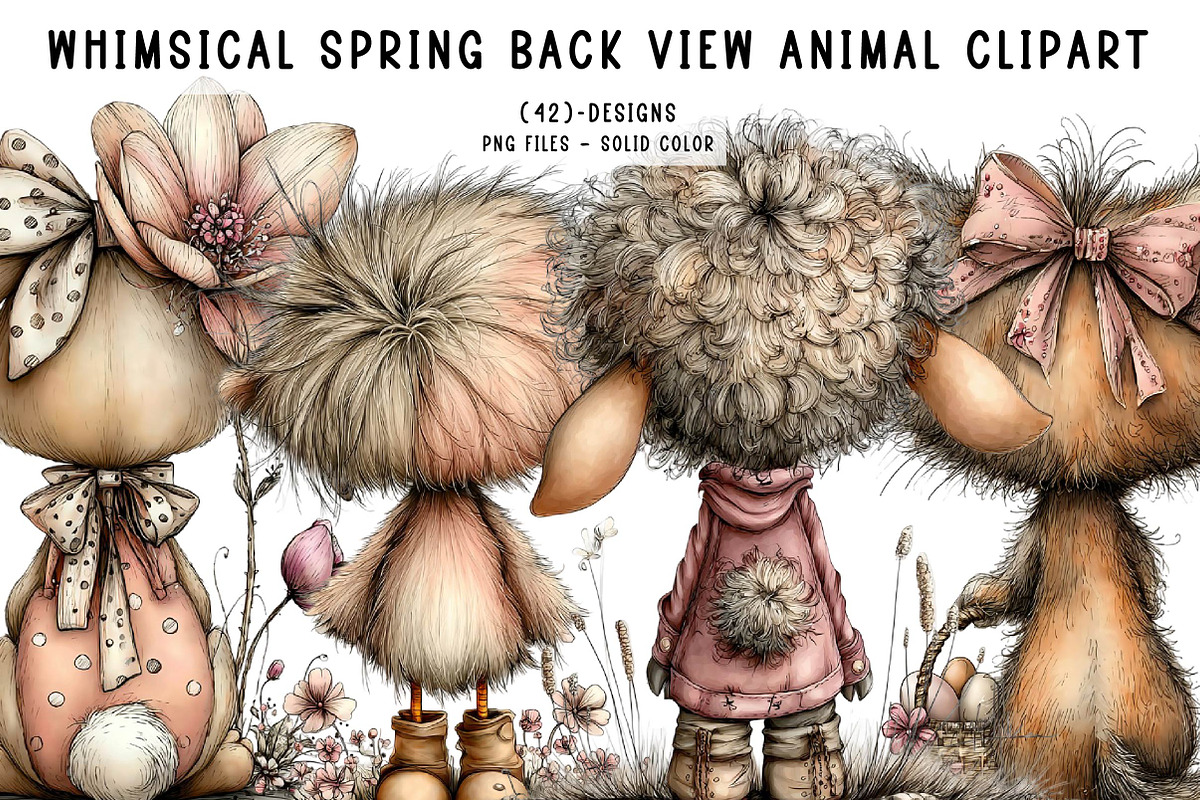 whimsical Spring Back View Animal, an Illustration by CreationArt (Photo 1 of 7)