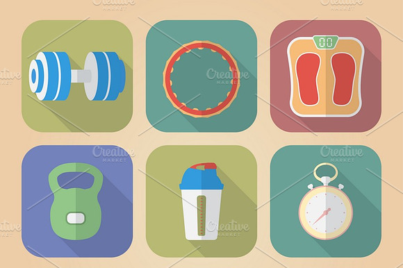 Set Of 9 Fitnes Icons.