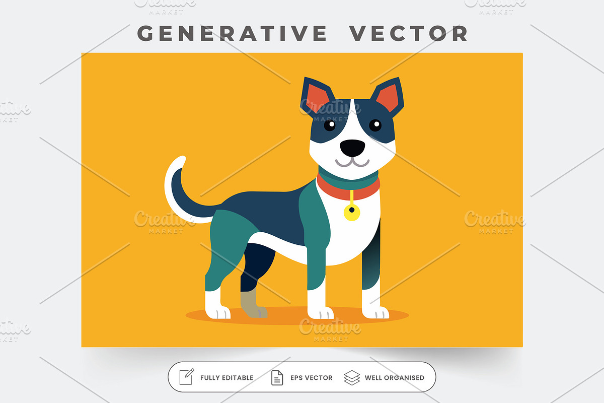 A cheerful dog stands proudly agains, a Graphic by Iftikhar Alam