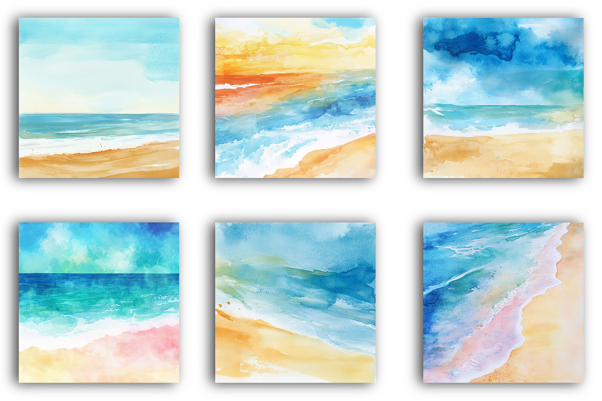 Abstract Beach Watercolor Background, an Illustration by SinaCreation (Photo 5 of 5)