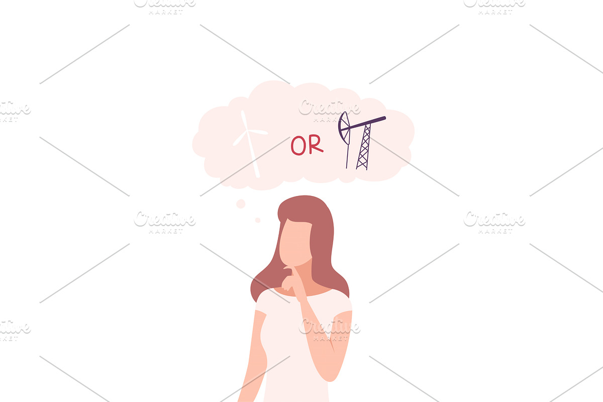 Girl Trying to Make Decision, an Illustration by TopVectors
