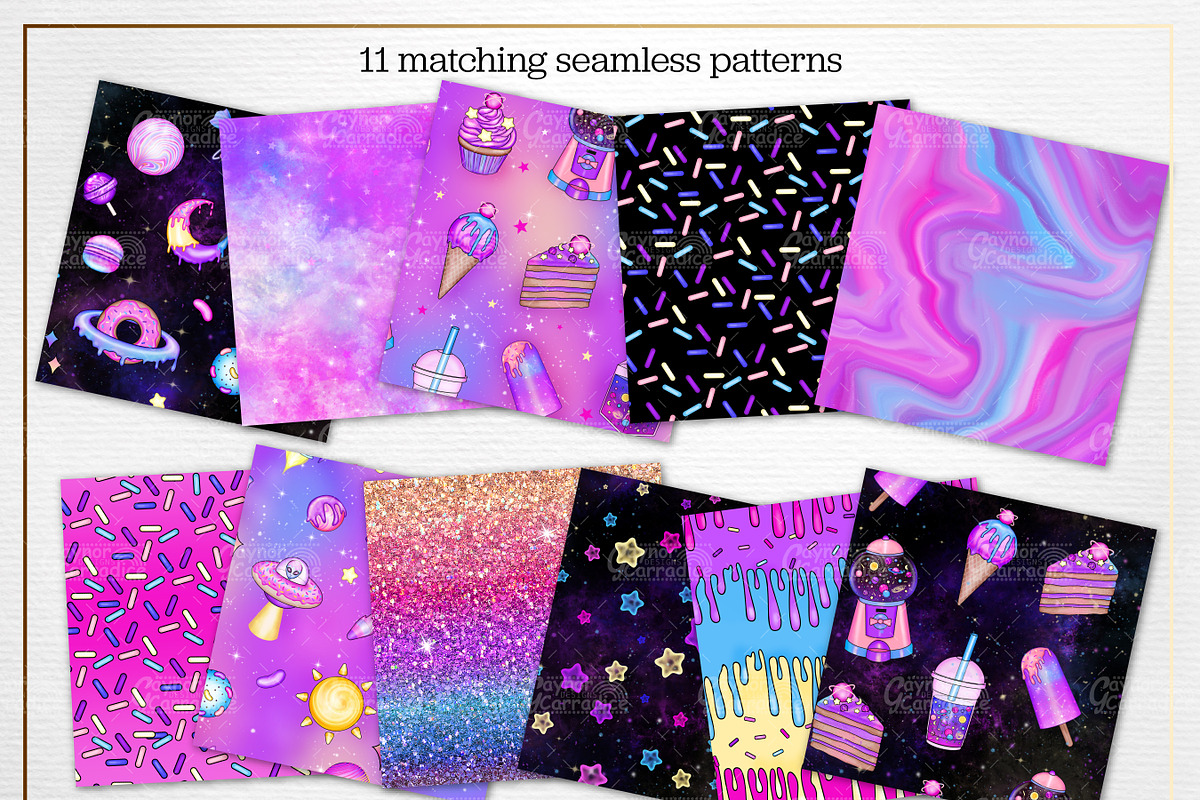 Space candy clipart and patterns, an Illustration by Gaynor Carradice Designs (Photo 3 of 3)