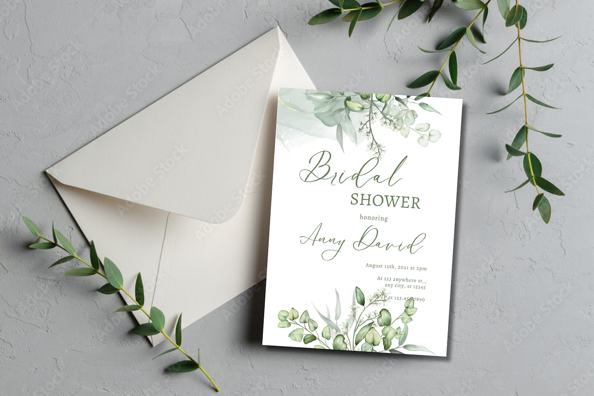 Greenery Bridal Shower Invitation, an Invitation Template by TheSimplySereneShop (Photo 2 of 7)