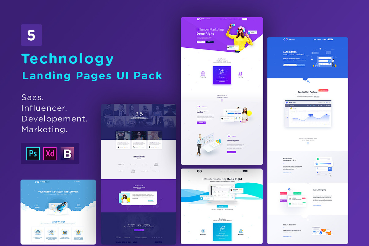 Technology Landing Pages Pack, a Landing Page Template by PSDFY (Photo 1 of 6)