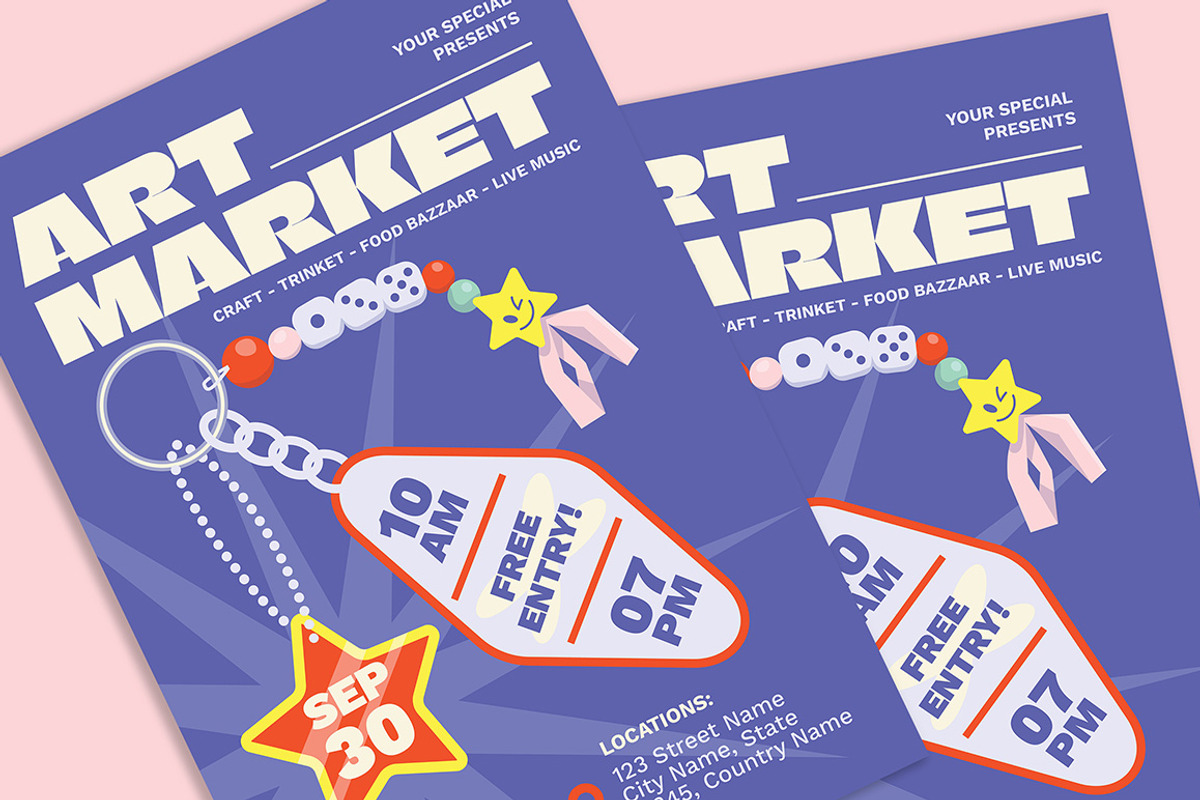 Modern Art Market Flyer, a Flyer Template by Gumico Studio. (Photo 3 of 3)